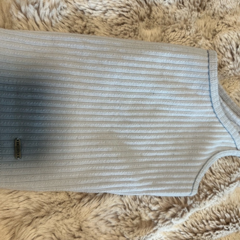 Light Blue Ribbed Sleeveless Top